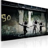Schilderijen Op Canvas - Schilderij - TV heads dance (Banksy) 60x40 - Artgeist Schilderij