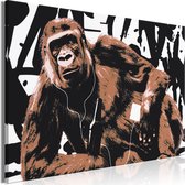 Schilderijen Op Canvas - Schilderij - Pop Art Monkey (1 Part) Narrow Brown 120x80 - Artgeist Schilderij