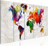 Schilderijen Op Canvas - Schilderij - Crumpled Map 200x80 - Artgeist Schilderij