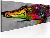 Schilderijen Op Canvas - Schilderij - Colourful Alligator 150x50 - Artgeist Schilderij