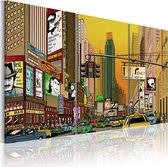 Schilderijen Op Canvas - Schilderij - Cartoon NYC 120x80 - Artgeist Schilderij