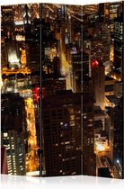 Kamerscherm - Scheidingswand - Vouwscherm - City by night - Chicago, USA [Room Dividers] 135x172 - Artgeist Vouwscherm