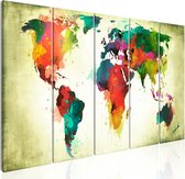 Schilderijen Op Canvas - Schilderij - Unusual World Map 225x90 - Artgeist Schilderij