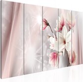 Schilderijen Op Canvas - Schilderij - Dazzling Magnolias (5 Parts) Narrow 225x90 - Artgeist Schilderij