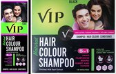 Vip Hair Color Shampoo haarverf donker bruin, 180ml voor mannen en vrouwen, van 10 tot 20 keer gebruikbaar. Geschikt voor haar, baard, snor, arm en borsthaar kleur donker bruin, makkelijk te gebruiken, geen handschoenen nodig.