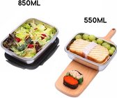 SensaHome Aluminium Set van 2 - Lunchbox - 850 en 550ML - Lekvrij – Milieuvriendelijk Roestvrij Staal – Broodtrommel - Saladebox to go