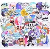 Gevarieerde vsco girl stickers - 50 stickers - Aesthetic - diverse kleuren - voor laptop, agenda, telefoon, koffer, etc