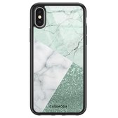 iPhone X/XS hoesje glass - Minty marmer collage | Apple iPhone Xs case | Hardcase backcover zwart