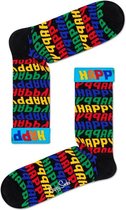 Happy Socks Jumbo Text Sokken - Zwart/Multi - Maat 41-46