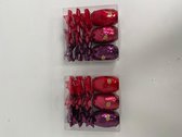 Cadeauversiering set van rood/bordeaux/paars - 2 keer 12 stuks