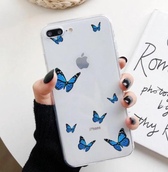 iPhone XS telefoonhoesje – Phone case – aesthetic – blauwe vlinders –  iPhone XS hoesje... | bol.com
