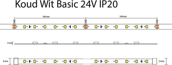 Bande LED compatible Zigbee Hue - 2 mètres blanc froid IP20
