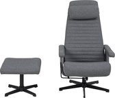 24Designs Verstelbare Relax Fauteuil Enzar + Hocker - Donkergrijs