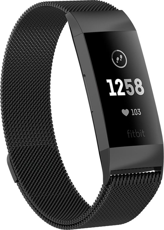 Fitbit Charge 4 Milanese Horloge Bandje Zwart (Medium) 2020 met  magneetsluiting -... | bol