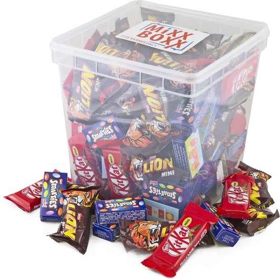 Chocolade Box van 100 stuks Nestle Miniaturen - 1710 gram - Lion mini, Smarties mini, KitKat mini - Mixxboxx