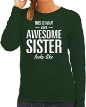 Awesome sister / zus cadeau trui groen dames XS