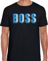 Boss t-shirt zwart met blauwe letters voor heren 2XL