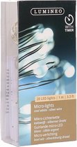 6x LED timer draadverlichting zilverdraad 20 witte lampjes - 95 cm