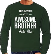 Awesome brother - geweldige broer cadeau sweater groen heren - Verjaardag kado trui M