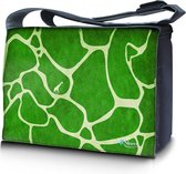 Sleevy 17,3 laptoptas / messenger tas groene giraffe print - laptoptas - schooltas