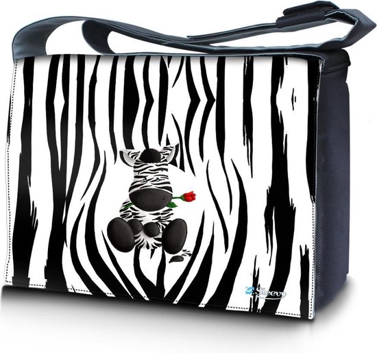 Sleevy 15,6 laptoptas / messenger tas schattige zebra - laptoptas -  schooltas | bol.com