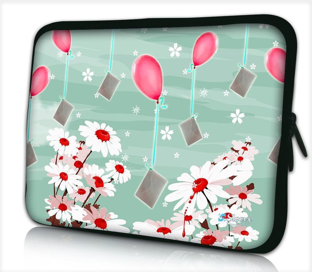 Laptophoes 13,3 inch bloemen en ballonnen - Sleevy - laptop sleeve - laptopcover - Alle inch-maten & keuze uit 250+ designs! Sleevy