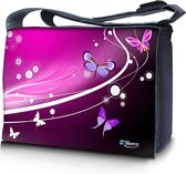 Sleevy 15.6 laptoptas / messenger tas paarse vlinders - laptoptas - schooltas
