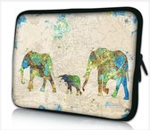 Laptophoes 14 inch wereldkaart olifanten - Sleevy - laptop sleeve - laptopcover - Sleevy Collectie 250+ designs