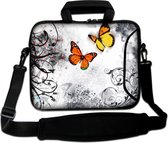 Sleevy 15.6 laptoptas oranje vlinders