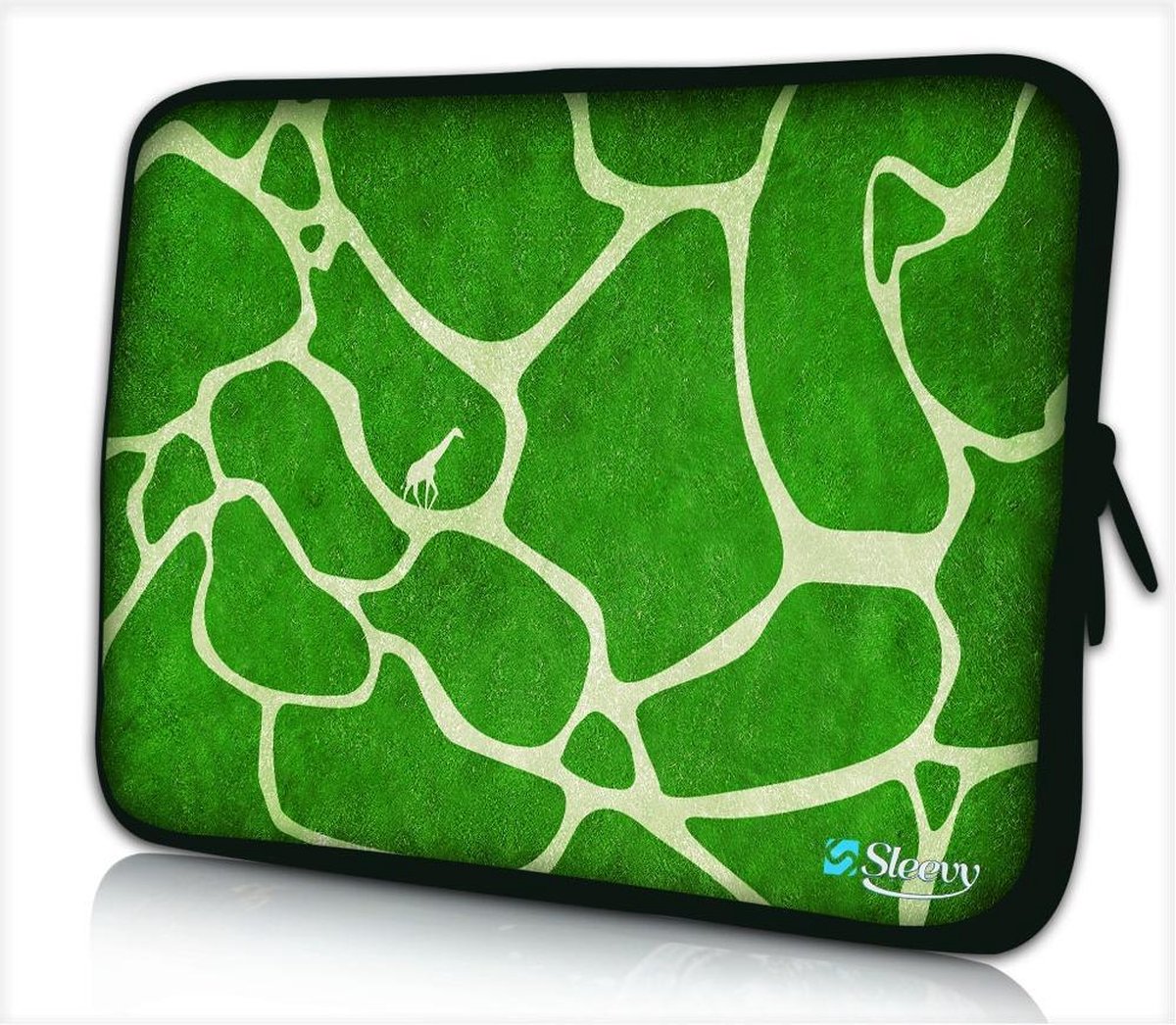 Sleevy 15,6 laptophoes groene giraffe print - laptop sleeve - Sleevy collectie 300+ designs