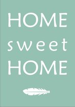Poster Home Sweet Home - A4 formaat - mintgroen met wit