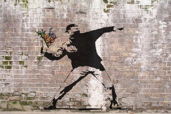 Impression sur toile 5 pièces, Banksy Graffiti Art Fleurs