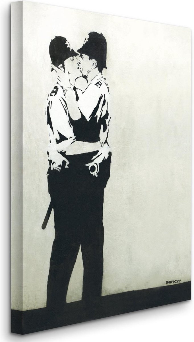 Banksy Kissing Coppers Canvas Print