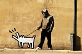 BANKSY Choose Your Weapon Man Walking Keith Haring Dog Canvas Print