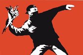 BANKSY Red Flower Thrower Canvas Print