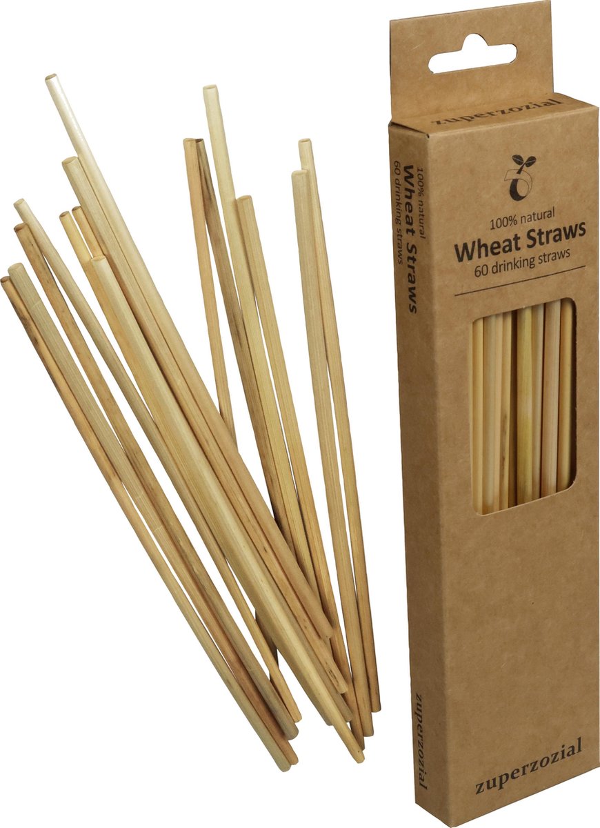 ZUPERZOZIAL - rietjes, WHEAT STRAWS, stro, composteerbaar, set/60