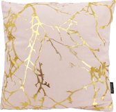 Velvet Marble Pink Kussenhoes | Velours - Polyester | 45 x 45 cm | Lichtroze - Goud