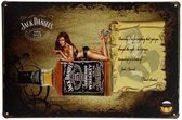 Metalen Bord Jack Daniels Liggende Vrouw 20x30cm