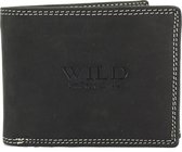 Wild Leather Only  !!!   Heren  Billfold  12x2x9.5 cm  - zwart -