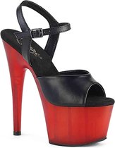 Pleaser Sandaal met enkelband, Paaldans schoenen -39 Shoes- ADORE-709T Paaldans schoenen Zwart/Rood