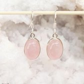 Natuursieraad - 925 sterling zilver rozenkwarts oorhangers - boho edelsteen sieraad - oorbellen