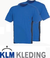 KLM Werkleding T-shirt heren tweekleurig - DUBBELPAK - 65% polyester/35% katoen 200 gr/m2 - (KOEN) Kobalt/Marine - TWEE STUKS 1 PRIJS