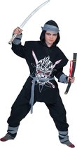 Funny Fashion - Ninja & Samurai Kostuum - Shakumi Ninja - Jongen - Zwart - Maat 164 - Carnavalskleding - Verkleedkleding
