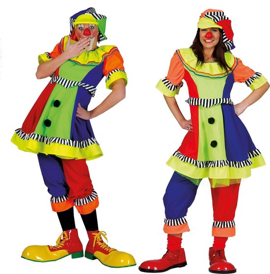 Funny Fashion - Clown & Nar Kostuum - Olaffio Clown - Vrouw - Multicolor - Maat 44-46 - Carnavalskleding - Verkleedkleding