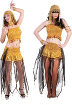Funny Fashion - 1001 Nacht & Arabisch & Midden-Oosten Kostuum - 1001 Nacht Betoverde Buikdanseres - Vrouw - goud - One Size - Carnavalskleding - Verkleedkleding