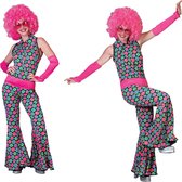 Funny Fashion - Jaren 80 & 90 Kostuum - Disco Dot Jumpsuit - Vrouw - Multicolor - Maat 44-46 - Carnavalskleding - Verkleedkleding