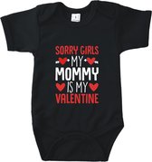 Rompertjes baby met tekst - Sorry girls, mommy is my valentine - Romper zwart - Maat 74/80