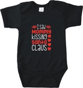 Rompertjes baby met tekst - I saw mommy kissing Santa Claus - Romper zwart - Maat 62/68