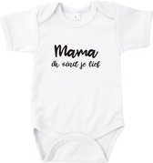 Go Mama - Rompertje - Mama ik vind je lief - Romper wit korte mouw - Maat 62/68 - Moederdag romper