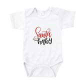 Go Mama® Baby Cadeau - Kerst cadeau - Rompertjes Baby met tekst - Babyshower - Santa Baby - Katoen - Wit - Maat 74/80 - Korte mouw